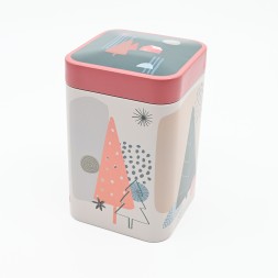 Boîte à thé 100g motif sapin couvercle vert