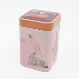 boîte à thé 100g motif sapin rose couvercle rose