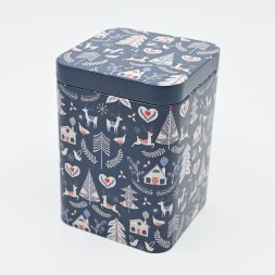 Boîte à thé bleue 100g motifs Noël