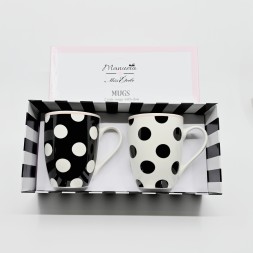 Coffret de 2 mugs à pois noirs et blancs Miss étoile