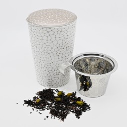 Tisanière craquelée blanche taupe