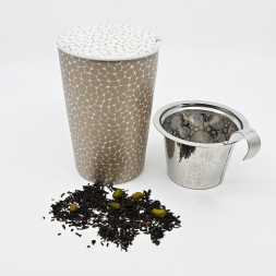 Tisanière craquelée taupe blanche